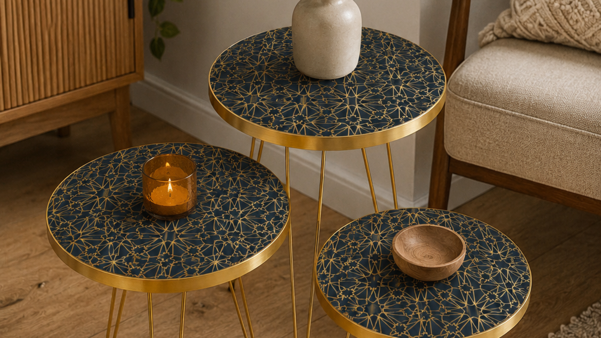 Wafa Noor Round Nesting Tables for Space-Saving Living