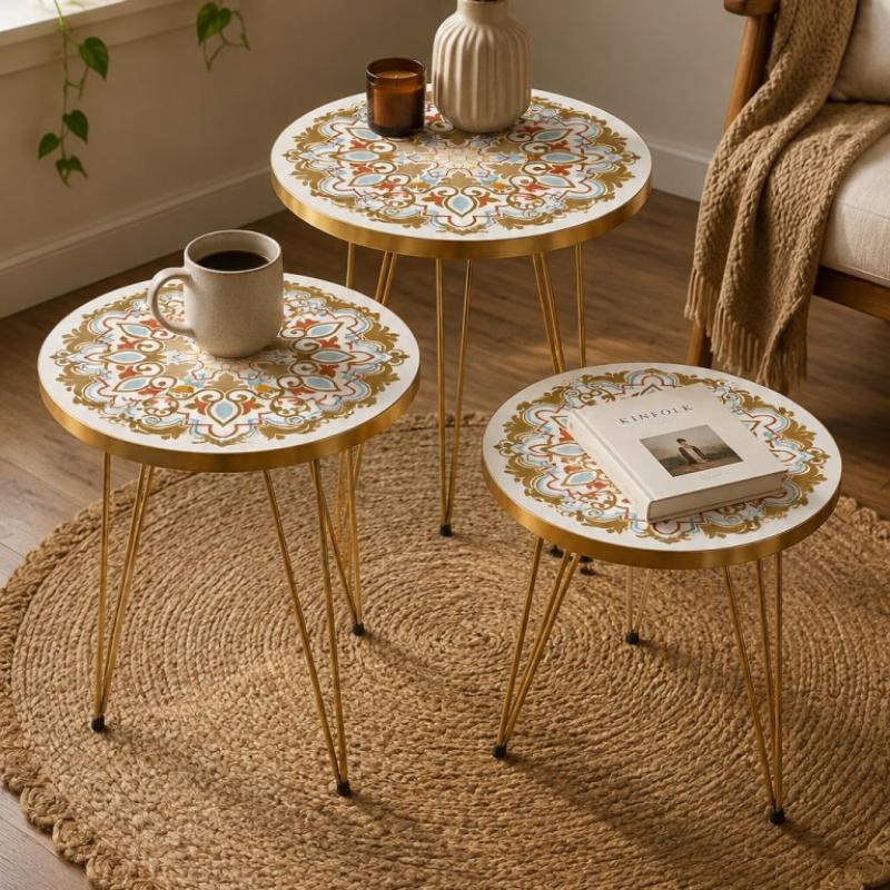 Wafa Noor Islamic Designer Nesting Tables for Minimalist Rooms
