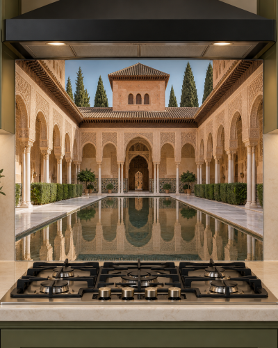 Alhambra Courtyard Glass Kitchen Splashback