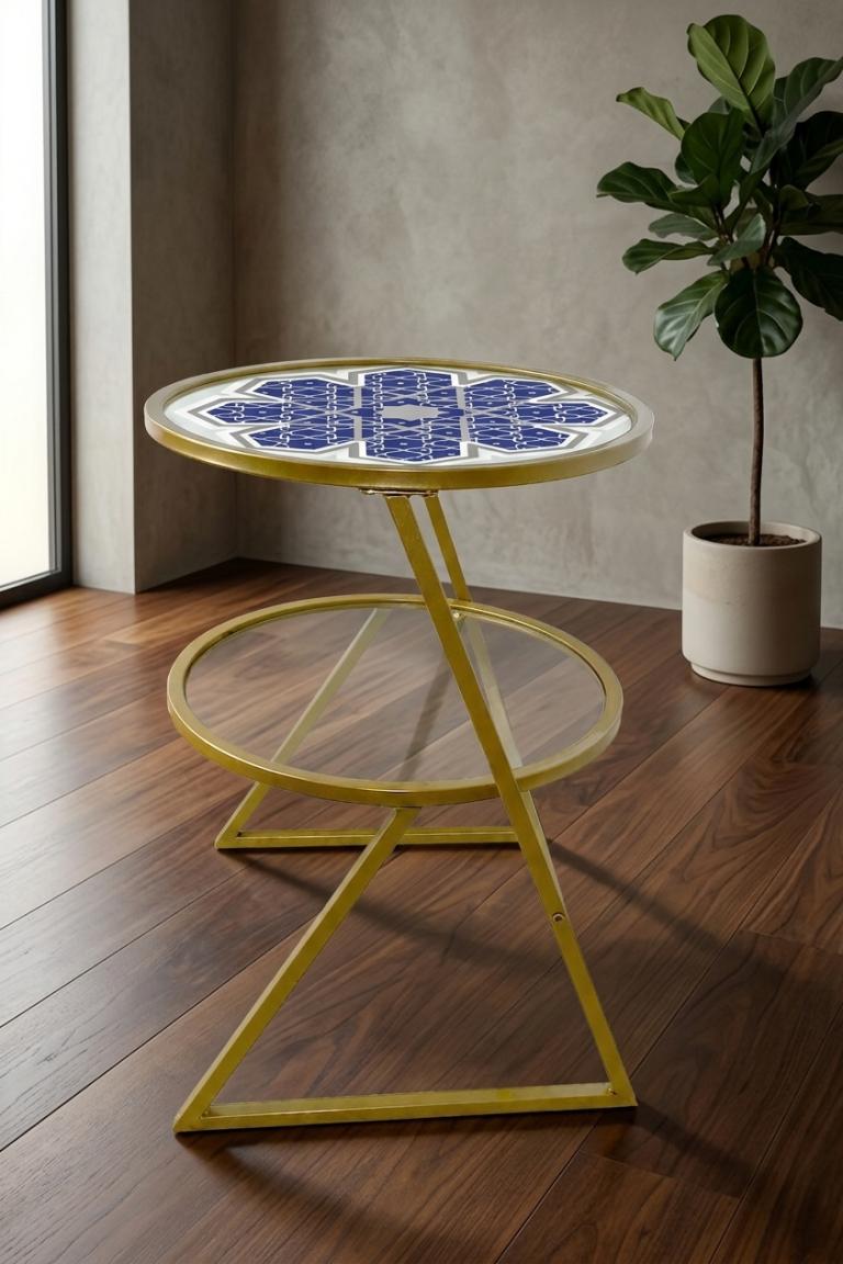 Ensemble de tables gigognes à motifs géométriques islamiques – Tables basses marocaines