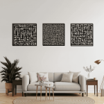 Art mural en métal – Calligraphie Kufi : Al-Falaq, Ayat al-Kursi et An-Nas