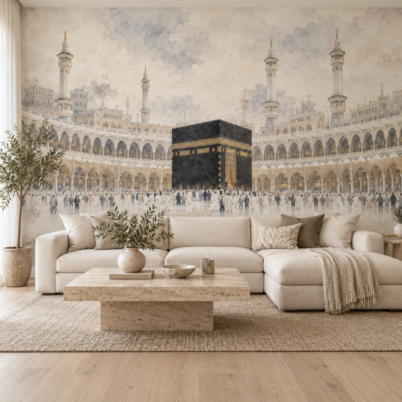 Wafa Noor Islamic Kaaba Wall Design Ideas for Modern Interiors