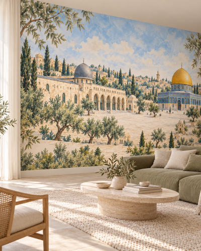 Jerusalem Olive Wall Murals – Botanical Al-Aqsa View