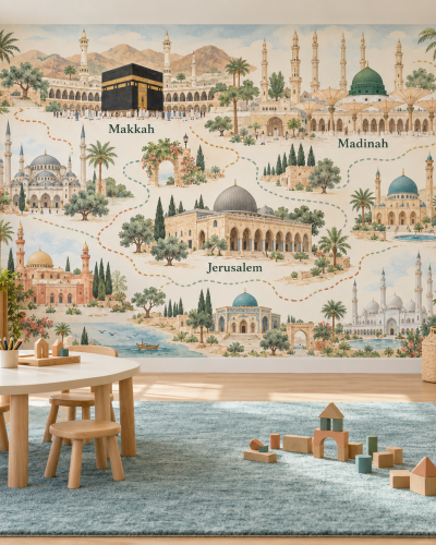 Islamic Landmarks Wall Murals – Illustrated City Map