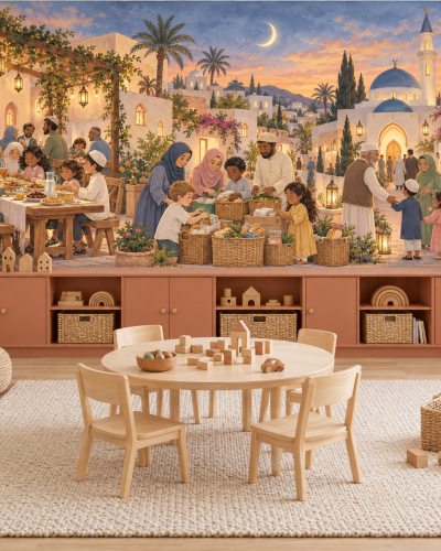 Ramadan Village Wall Murals – Sunset Family Gathering