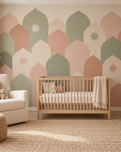 Pastel Arch Wall Murals – Layered Islamic Shapes