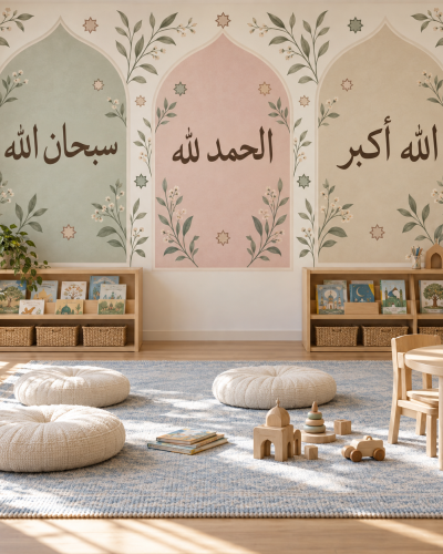 Botanical Dhikr Wall Murals – Three Floral Arches
