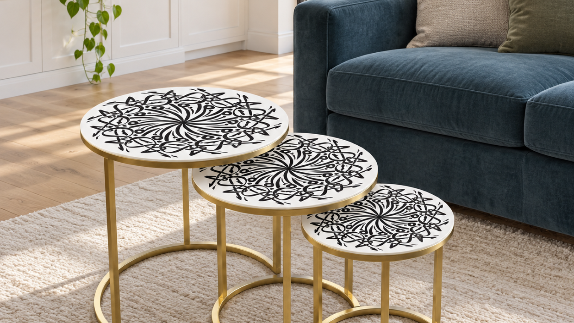 Wafa Noor White Nesting Tables for Fresh Interior Styling