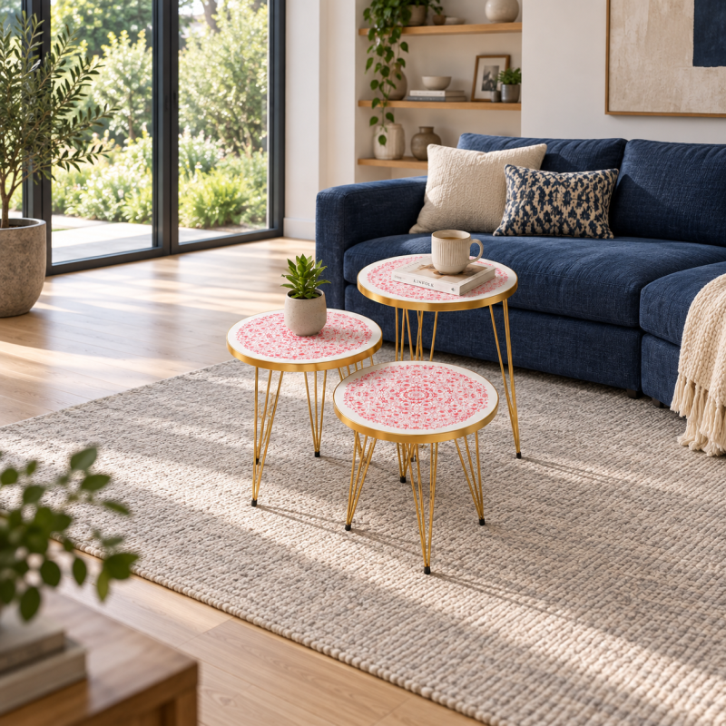 Wafa Noor Islamic Nesting Tables for Timeless Decor