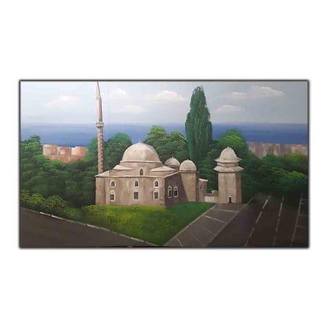Mosque and Nature Landscape Original Oil Painting Islamic Art (1)