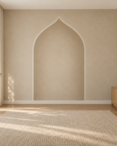 Minimal Mihrab Wall Murals – Soft Beige Arch