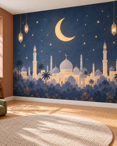 Crescent Mosque Wall Murals – Navy Starry Night