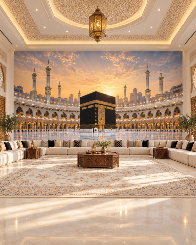 Kaaba Sunset Wall Murals – Warm Golden Sky