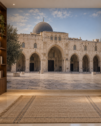 Al Aqsa Mosque Wall Murals – Stone Arches and Courtyard