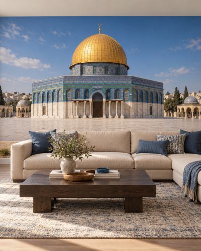 Dome of the Rock Wall Murals – Golden Dome and Blue Tiles