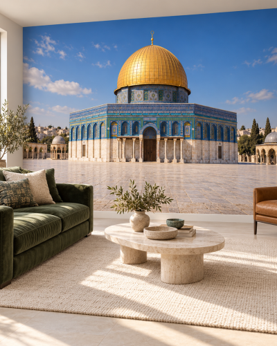 Dome of the Rock Wall Murals – Golden Dome and Blue Tiles