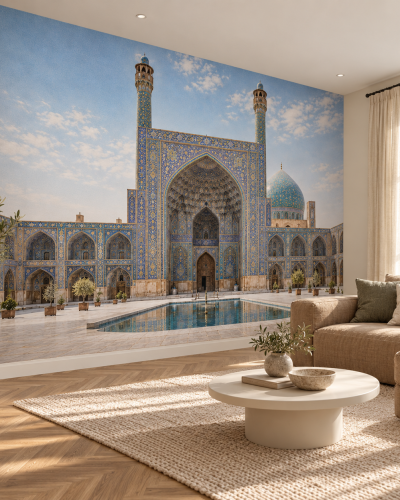 Shah Mosque Wall Murals – Blue Persian Tilework