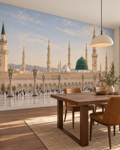 Green Dome Wall Murals – Madinah Daylight Panorama