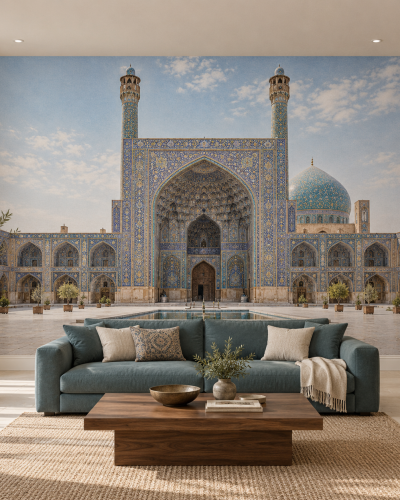 Shah Mosque Wall Murals – Blue Persian Tilework
