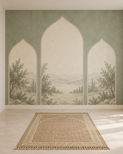 Three Arch Wall Murals – Sage Botanical Landscape