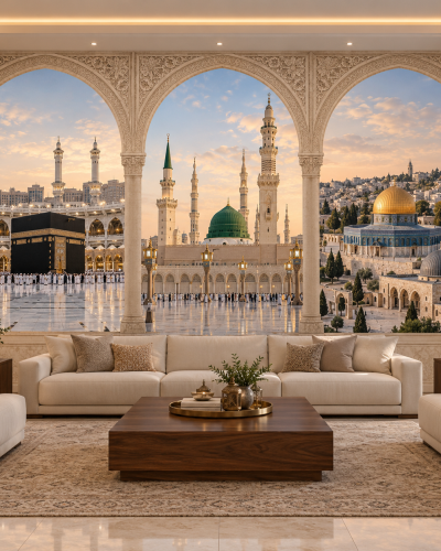 Three Holy Sites Wall Murals – Sacred Views Through Arches
