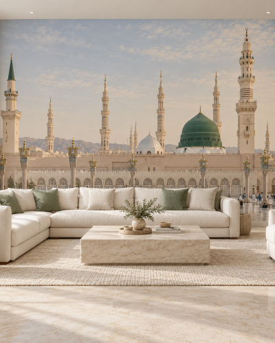 Green Dome Wall Murals – Madinah Daylight Panorama