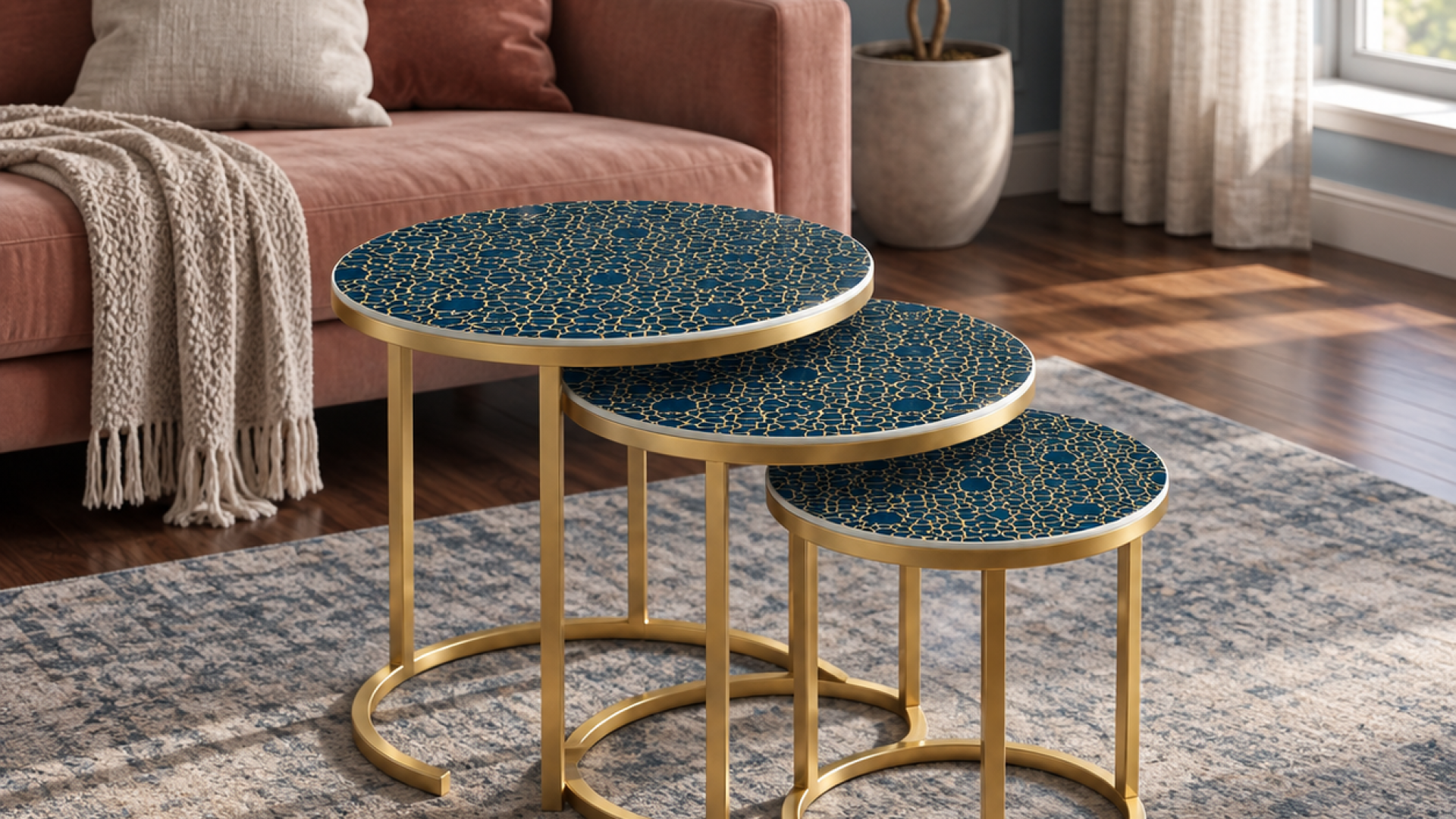 Wafa Noor Bronze Nesting Tables for Timeless Furniture
