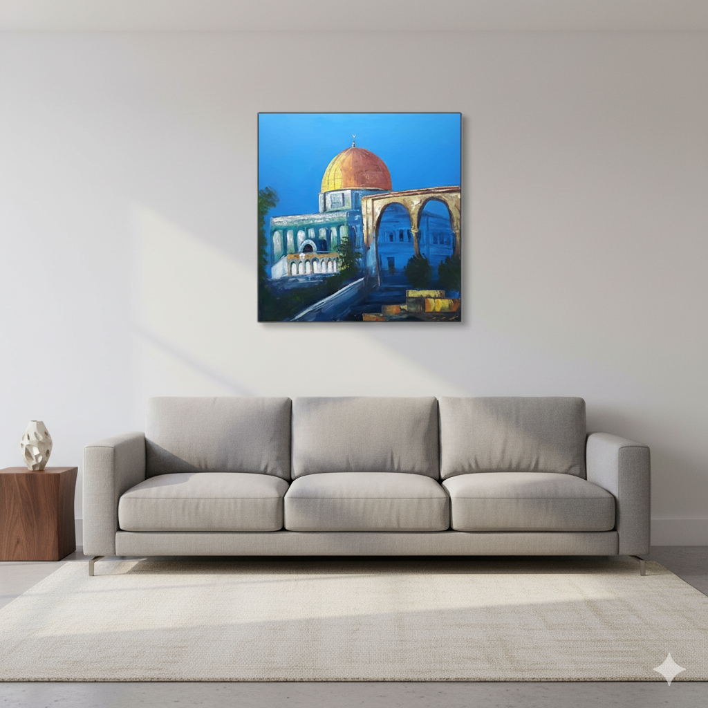 Square Dome of the Rock Jerusalem Original Oil Painting Art (2)