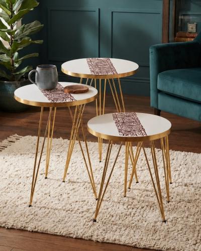 Arabic Calligraphy Nesting Tables Set of 3, Islamic Furniture