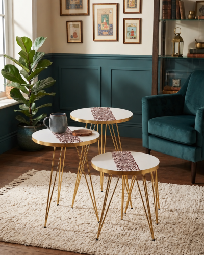 Arabic Calligraphy Nesting Tables Set of 3, Islamic Furniture